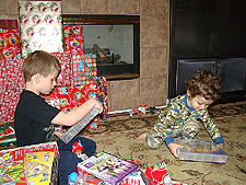 opening presents Christmas day