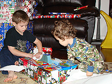 opening presents Christmas day