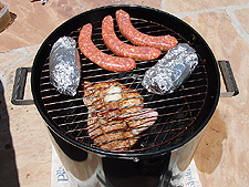 Food in smoker.