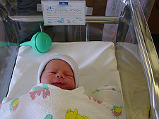 Hunter in his bassinet