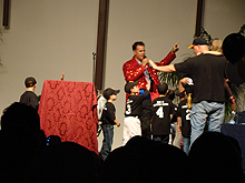 Giving out the awards.