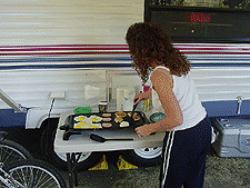 Heidi does the pancakes.