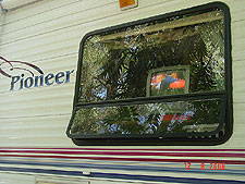 Satellite TV in the trailer.