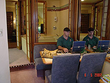 Dave on the laptop in our condo.